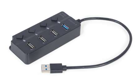Gembird UHB-U3P1U2P3P-01 4-portos 1xUSB3.1 + 3xUSB2.0 HUB Black