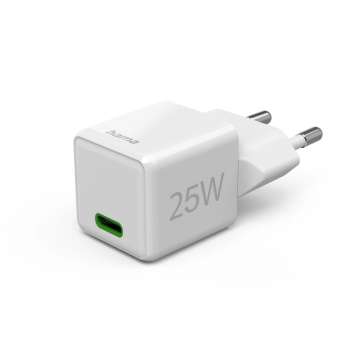 Hama Fast Charger GaN USB-C Super-Mini Charger PD 25W White