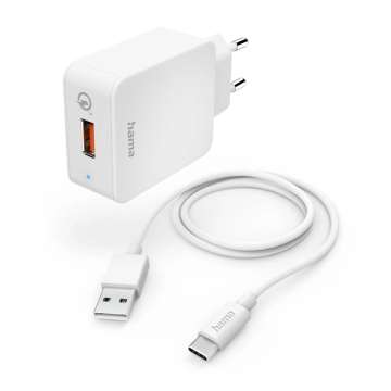 Hama Fast Charger with USB-C Charging Cable 19,5W 1,5m White Hama Fast Charger with USB-C Charging Cable 19,5W 1,5m White