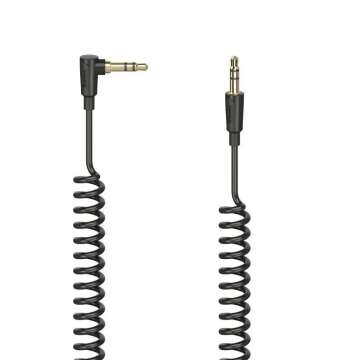 Hama FIC 3,5mm jack összekötőkábel 90° spiral 0,75m Black