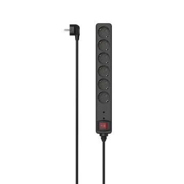 Hama Túlfeszültségvédő Kapcsolóval 6DIN 1,4m Black