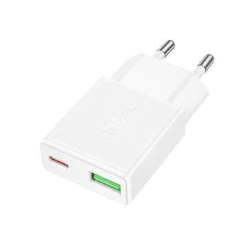 Hoco N73 Speed PD20W+QC3.0 USB-C, USB-A Charger White