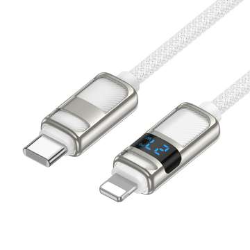 Hoco U137 USB-C to Lightning charging data cable with display 1,2m White