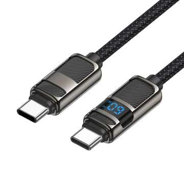 Hoco U137 USB-C to USB-C charging data cable with display 1,2m Black
