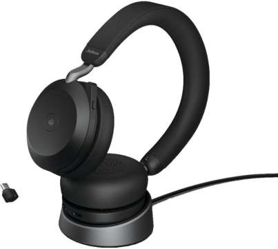 Jabra Evolve2 75 MS Stereo Wireless Headset + Charging Stand Black Jabra Evolve2 75 MS Stereo Wireless Headset + Charging Stand Black