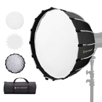K&F Concept 120cm átmérőjű, parabolic softbox, gyorscsatlakozás, méhsejt rács, Bowens csatlakozás