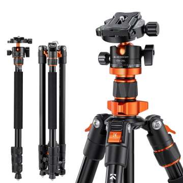 K&F Concept K234A7+BH28L állvány, 200cm magasság, 10kg teherbírás, telefonadapter