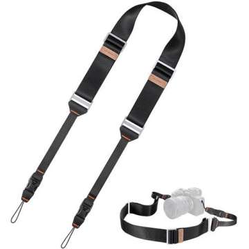 K&F Concept lapos nyakpánt gyorskioldó csattal, 4,5cm x 100-145cm, fekete K&F Concept lapos nyakpánt gyorskioldó csattal, 4,5cm x 100-145cm, fekete