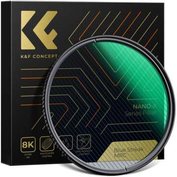 K&F Concept NANO-X series, Blue Streak szűrő, vízlepergető, karcálló, zöld bevonat, 82mm