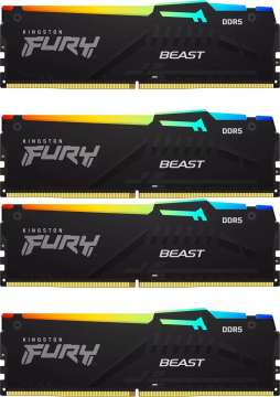Kingston 128GB DDR5 5200MHz Kit(4x32GB) Fury Beast RGB Black