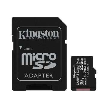 Kingston 256GB microSDXC Canvas Select Plus Class 10 100R A1 C10 Card + adapterrel Kingston 256GB microSDXC Canvas Select Plus Class 10 100R A1 C10 Card + adapterrel