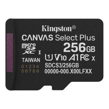 Kingston 256GB microSDXC Canvas Select Plus Gen3 Class 10 UHS-1 A1 V10 adapter nélkül