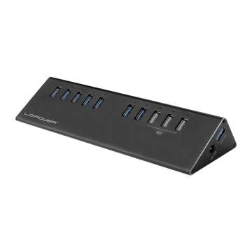 LC Power LC-HUB-ALU-2B-10 USB hub Black