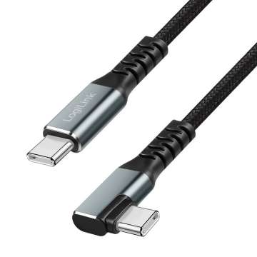 Logilink 3.2 Gen2 Type-C cable C/M 90° to C/M 100W 4K metal 1m Black