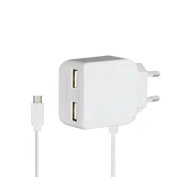 Logilink Dual micro USB socket adapter with fixed cable 2x USB-A 10,5W White