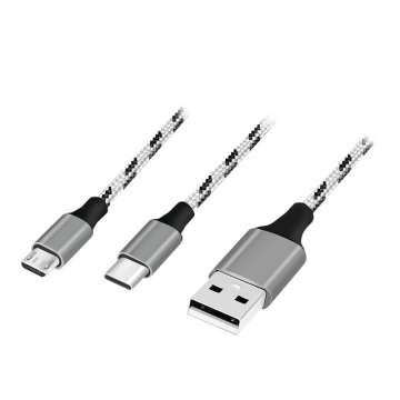 Logilink USB 2.0 USB-A/M to Micro-USB + USB-C cable 1,2m White/Black Logilink USB 2.0 USB-A/M to Micro-USB + USB-C cable 1,2m White/Black