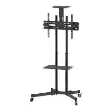 Manhattan Economy Height-Adjustable Multimedia TV Cart Black Manhattan Economy Height-Adjustable Multimedia TV Cart Black