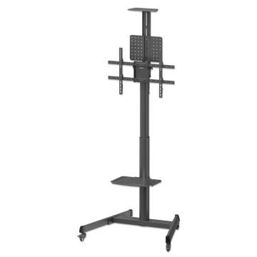 Manhattan Multimedia TV Cart with Tool-Free Height Adjustment 37"-86" Black