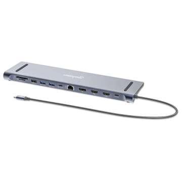 Manhattan USB-C PD 12-in-1 Triple Monitor 4K Docking Station / Multiport Hub