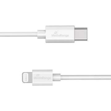 MediaRange Apple Lightning to USB Type-C Charge and Sync Cable 1m White MediaRange Apple Lightning to USB Type-C Charge and Sync Cable 1m White