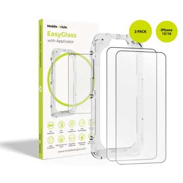 Mobile Origin EasyGlass with Applicator for iPhone 15/16 2 pack