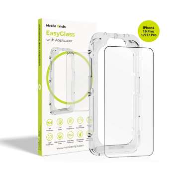 Mobile Origin EasyGlass with Applicator for iPhone 16 Pro/17/17 Pro