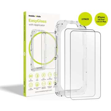 Mobile Origin EasyGlass with Applicator for iPhone 16 Pro/17/17 Pro 2 pack Mobile Origin EasyGlass with Applicator for iPhone 16 Pro/17/17 Pro 2 pack