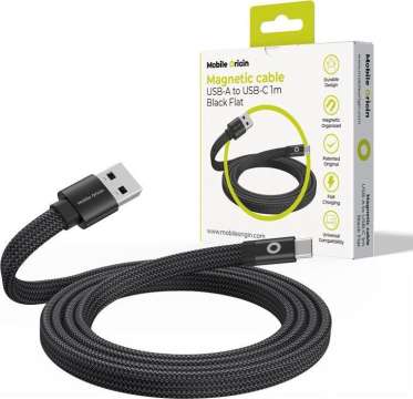 Mobile Origin Magnetic Flat Patented Original Cable USB-A to USB-C 1m Black Mobile Origin Magnetic Flat Patented Original Cable USB-A to USB-C 1m Black