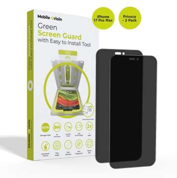 Mobile Origin Screen Guard Privacy with easy applicator for iPhone 17 Pro Max 2 Pack