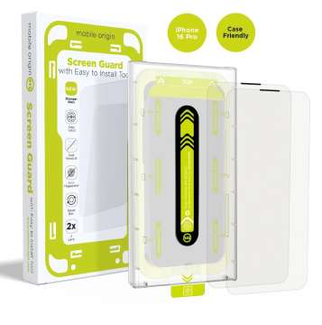 Mobile Origin Screen Guard with easy applicator iPhone 16 Pro 2 Pack