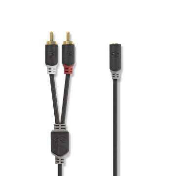 Nedis Stereo Audio Cable 2x RCA Male to 3.5 mm Female 0,2m Black Nedis Stereo Audio Cable 2x RCA Male to 3.5 mm Female 0,2m Black