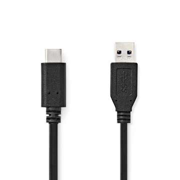 Nedis USB 3.2 Gen 2 USB-A Male to USB-C Male USB Cable 1m Black Nedis USB 3.2 Gen 2 USB-A Male to USB-C Male USB Cable 1m Black