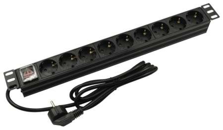 Nestron 19" elosztósáv (PDU) kapcsolóval; 9 Shuko csatlakozó