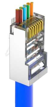 Nestron Árnyékolt RJ45 csatlakozó; Cat6; átfűzhető; fali és patch kábelekhez; 10 db/csomag Nestron Árnyékolt RJ45 csatlakozó; Cat6; átfűzhető; fali és patch kábelekhez; 10 db/csomag