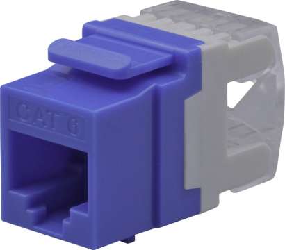 Nestron Keystone UTP csatlakozó; Cat6; 180°; dual IDC (Krone/110); kék