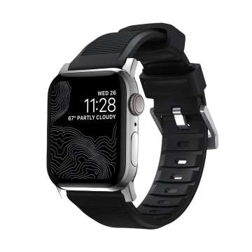 Nomad Rugged Strap with Connectoor Silver for Apple Watch 42/44/45/49mm Black Nomad Rugged Strap with Connectoor Silver for Apple Watch 42/44/45/49mm Black