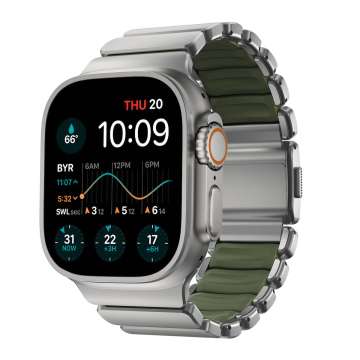 Nomad Stratos Band FKM AW 45/46/49mm Natural Titanium Forest Green