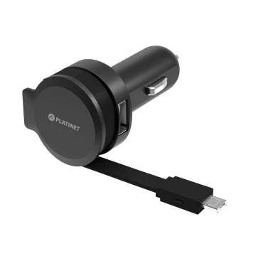 Platinet PLCRSM Car Charger Rolling Cable 2,4A microUSB Black Platinet PLCRSM Car Charger Rolling Cable 2,4A microUSB Black