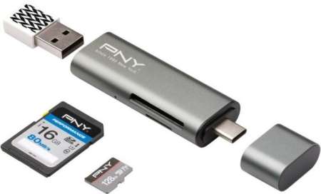 PNY Type-C Card Reader / USB Adapter Silver PNY Type-C Card Reader / USB Adapter Silver