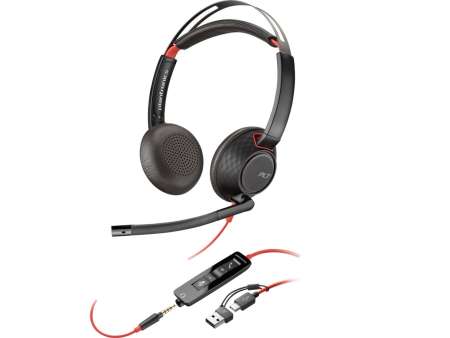 Poly Plantronics Blackwire 5220 Stereo USB-C Headset +3.5mm Plug +USB-C/A Adapter Poly Plantronics Blackwire 5220 Stereo USB-C Headset +3.5mm Plug +USB-C/A Adapter
