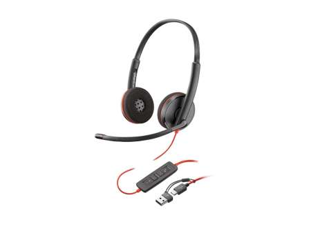 Poly Plantronics HP Blackwire 3220 USB-A/USB-C Headset Black