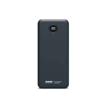 Port Designs 10000mAh Powerbank with Built-in USB-C Cables LCD Display Black