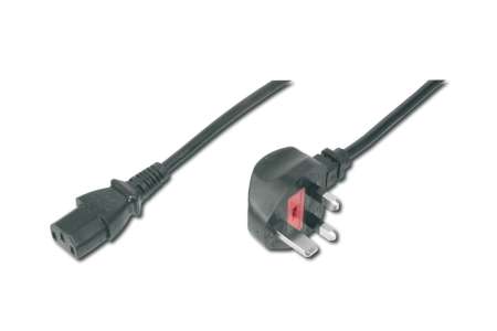 Assmann Power Cord, UK plug, 90° angled - C13 1,8m Black Assmann Power Cord, UK plug, 90° angled - C13 1,8m Black