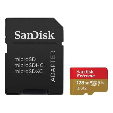 Sandisk 128GB microSDXC Class 10 U3 V30 A2 Extreme + adapterrel Sandisk 128GB microSDXC Class 10 U3 V30 A2 Extreme + adapterrel