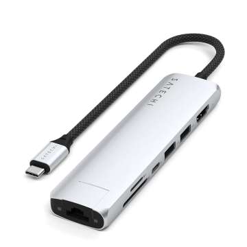 Satechi 7-in-1 USB-C Slim Multiport Adapter with Ethernet Silver Satechi 7-in-1 USB-C Slim Multiport Adapter with Ethernet Silver