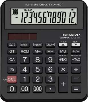 Sharp EL-CC12D Asztali számológép Black