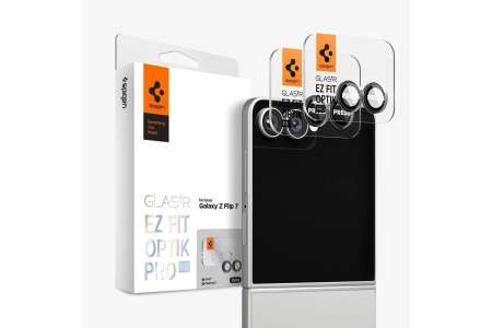 Spigen Glass tR EZ Fit Optik Pro HD 2 Pack for Samsung Galaxy Z Flip7 Black