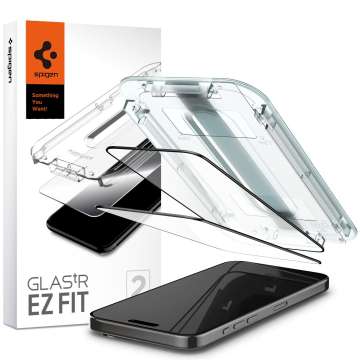Spigen iPhone 15 Pro Glass tR EZ Fit FC Black (2 Pack) Spigen iPhone 15 Pro Glass tR EZ Fit FC Black (2 Pack)