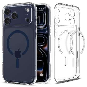 Spigen Ultra Hybrid MagSafe case for iPhone 17 Pro Max Clear Deep Blue