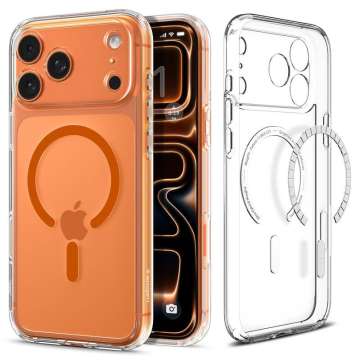 Spigen Ultra Hybrid MagSafe case for iPhone 17 Pro Max Clear Orange